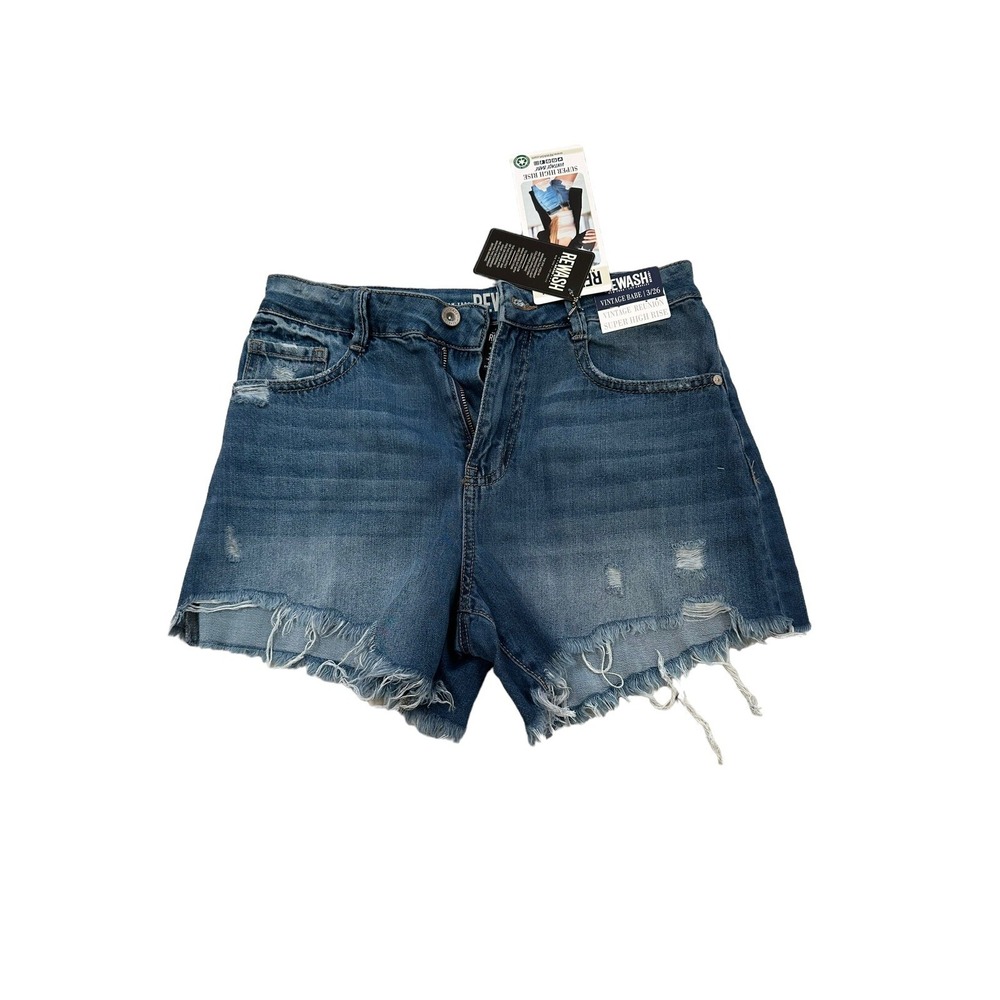 Rewash Brand Cut-Off Short Women's Size 3 26 Blue High Rise Raw Hem Distressed